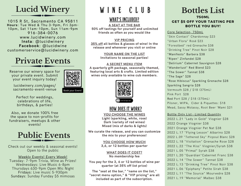 Lucid Menu Food & Drink Menu – Lucid Winery