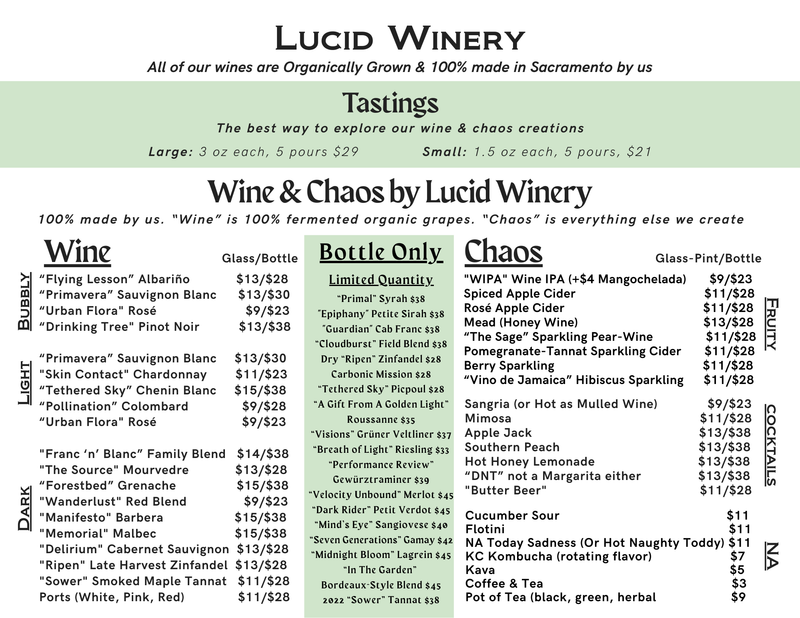 Lucid Menu Food & Drink Menu – Lucid Winery